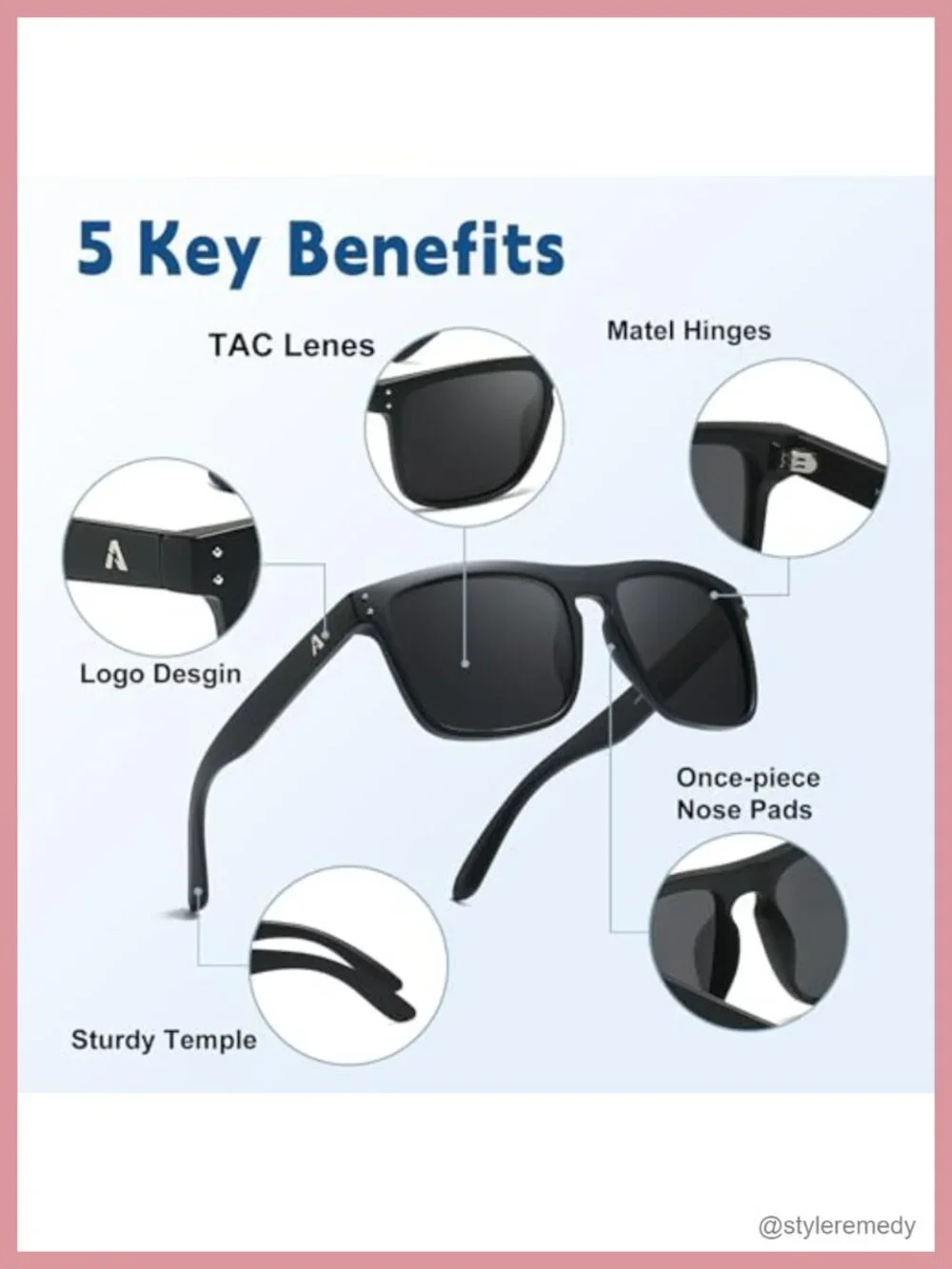 Polarized TAC Lens Sunglasses for Men, Oversized Square Frame UV400